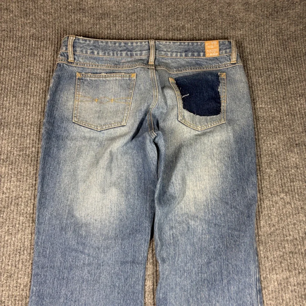Mudd Jeans Womens 13 Blue Flare Distressed Studded Denim J00253T Low Rise Y2K
